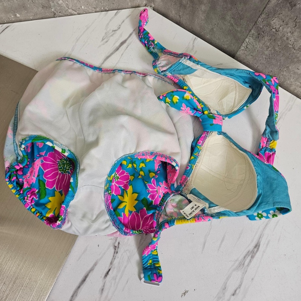 Vintage 70s Parform Originals Floral Bikini Tiki High Waist S Malibu Mod - Picture 12 of 12